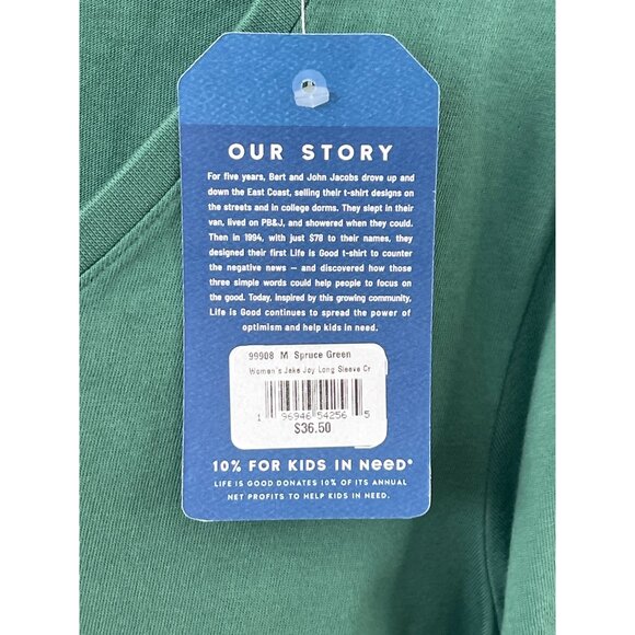 Life Is Good Jake Joy Long Sleeve Tee Shirt Size Medium Spruce Green Christmas - Picture 4 of 5